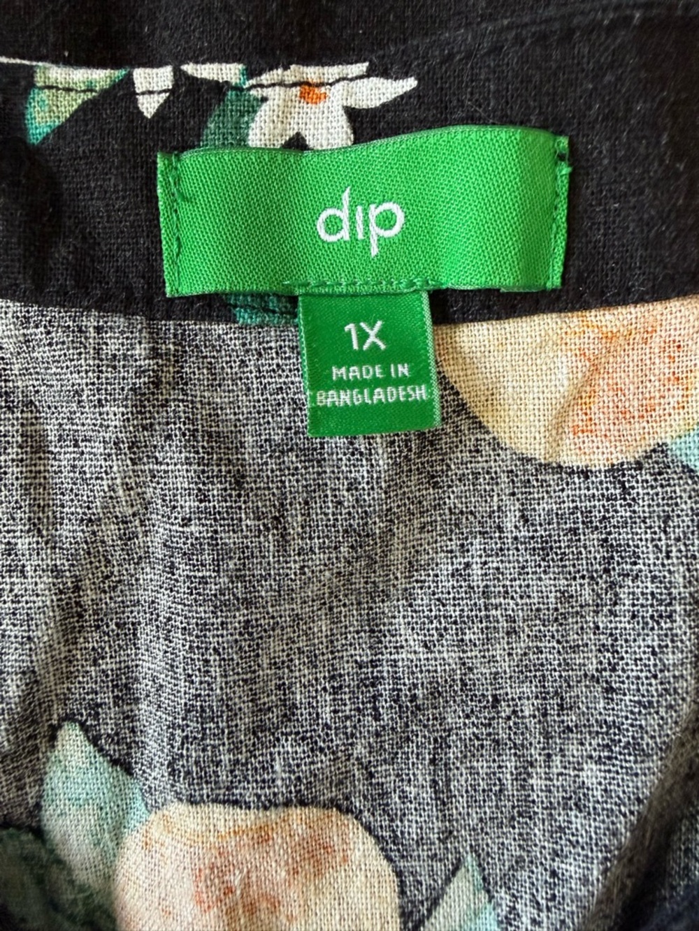 DIP Citrus Print Dress Black Short Sleeve 1X - Picture 3 of 4